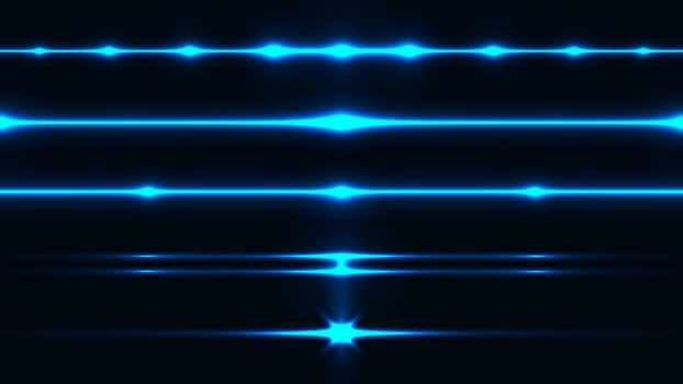 Set of blue lighting effect laser lines isolated on black background vector