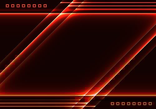 Abstract technology template red glowing laser lines with squares elements on black background vector