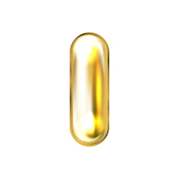 Golden foil inflated alphabet symbol, isolated letter I vector