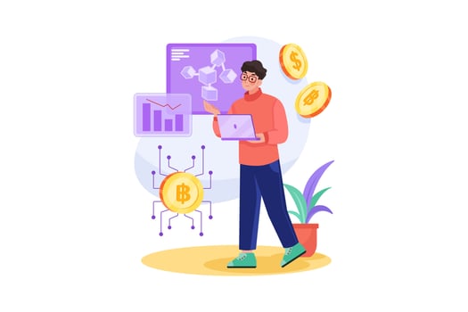 Blockchain Technology Illustration concept vector