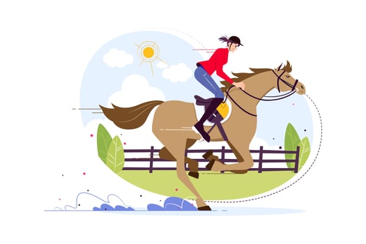 Women riding a horse in horse huddle race vector