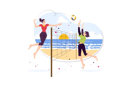 Volley ballplayers playing volleyball on the ground vector
