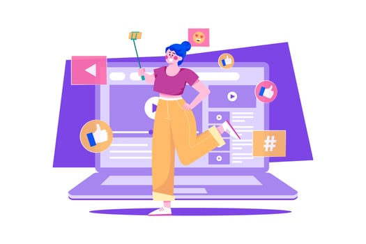 Content creator recording video vector