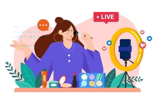 Beauty vlogger cosmetic review vector