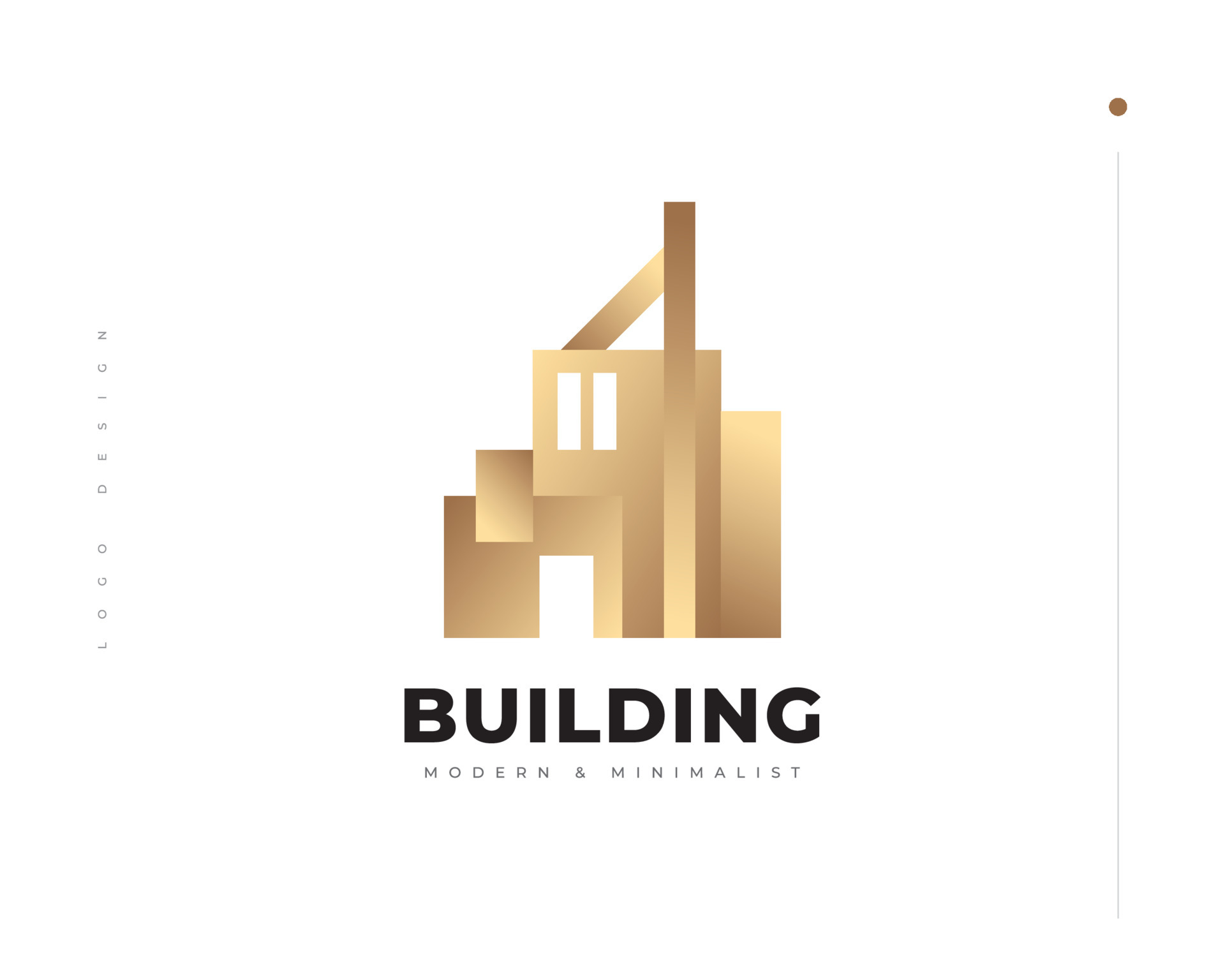 Modern and Minimalist House Logo Design. Luxury Gold Real Estate Logo or Icon vector