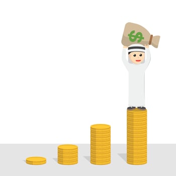 businessman arabian money chart design character on white background vector