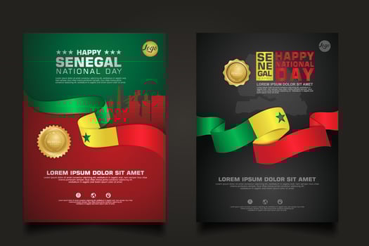 set poster promotions Senegal happy Republic Day background template. vector