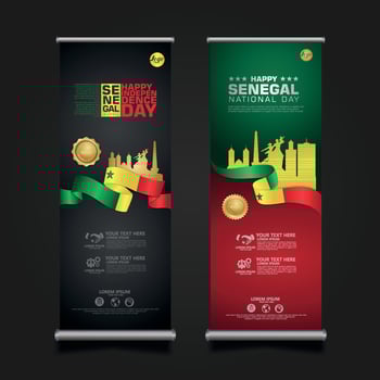set roll up banner promotions Senegal happy Republic Day background template vector