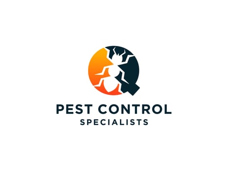 Letter Initial Q Pest Control Logo Design with Insect Silhouette Shape Combination. vector
