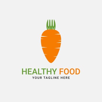 Vector Design Logo of Healthy Food Concept With Carrot Icon