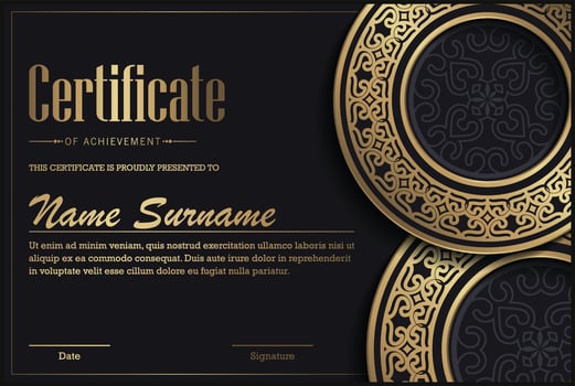 Luxury mandala certificate award diploma vector