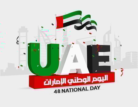 United Arab emirates UAE national day, spirit of the union, 48th national day of the United Arab Emirates, martyr's day memory in November 30 in United Arab Emirates vector