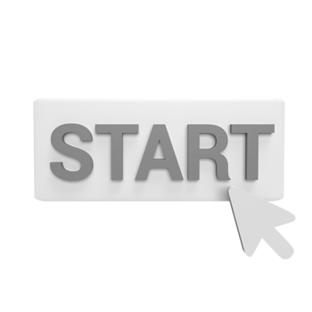 Start click with cursor 3d icon model cartoon style concept. render illustration png