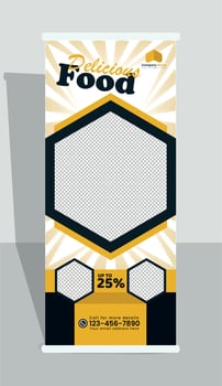 Food and restaurant roll up banner design vector