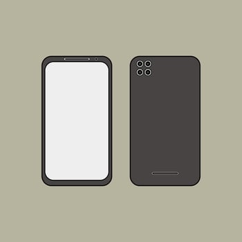 Vector illustration of smartphone icon front and back view. Suitable for digital and printing purposes.