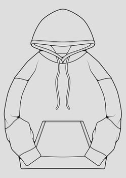 Hoodie oversized outline drawing vector, hoodie oversized in a sketch style, trainers template outline, vector Illustration