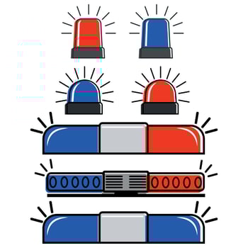 A set of police flashing lights, vector. Red and blue ambulance sirens. Emergency Badges vector