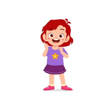 cute little kid girl show happy and friendly pose expression vector