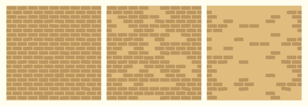 Set of Brick Wall Patterns of Sand Color. Building Construction Blocks Seamless Background Collection for Game, Web Design, Textile, Prints And Cafes. vector