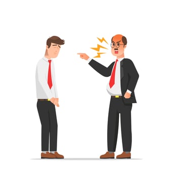 A male employee is being scolded by his boss vector