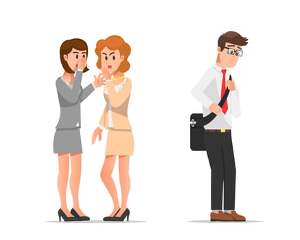 two women in the office who gossip about their office mate vector