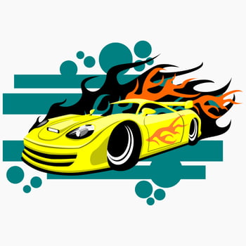 Editable Car Vector with Tribal Flame Illustration Art for T-Shirt Printing