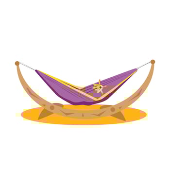 purple hammock on a wooden cradle isolated vector