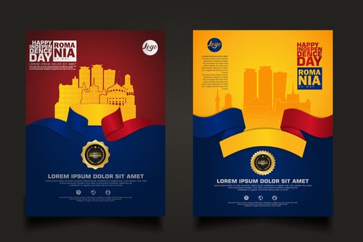 Set poster promotions Romania happy Independence Day background template vector