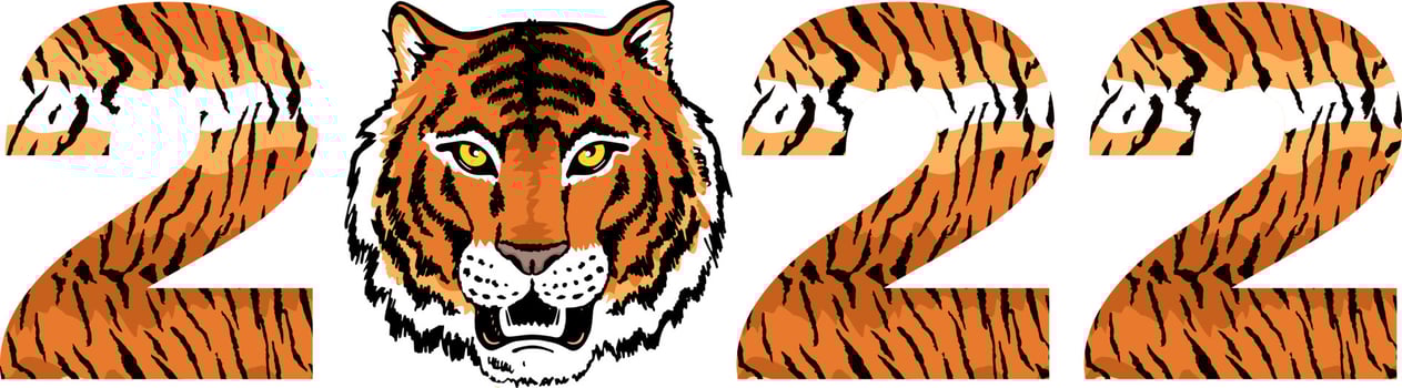 New Year of the Tiger 2022. Freehand drawing of a tiger. Tiger head silhouette drawing. Greeting card, poster, illustration for printing on T-shirts, textiles and souvenirs vector