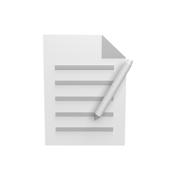 Document and pen 3d icon model cartoon style concept. render illustration png