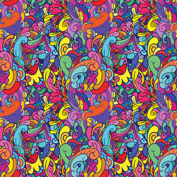 Seamless Psychedelic colorful vector hand drawn doodle illustration background for poster and banners