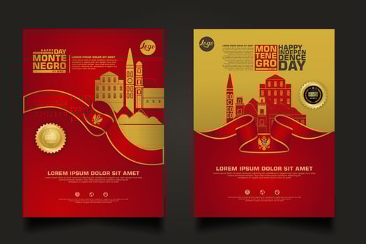 Set poster promotions Montenegro happy Independence Day background template vector