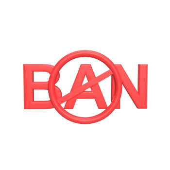 Ban 3d icon model cartoon style concept. render illustration png