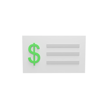 Check bank 3d icon model cartoon style concept. render illustration png