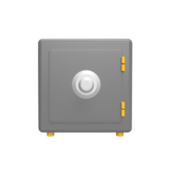 Safe 3d icon model cartoon style concept. render illustration png