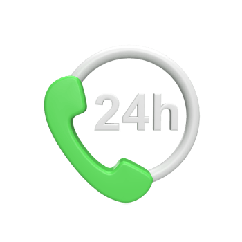Service call 24 hour 3d icon model cartoon style concept. render illustration png