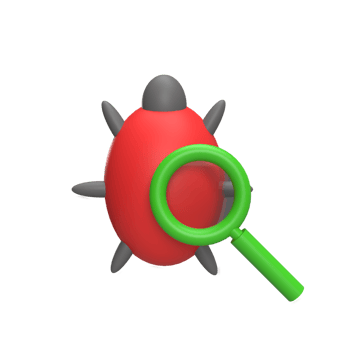 Search bug 3d icon model cartoon style concept. render illustration png