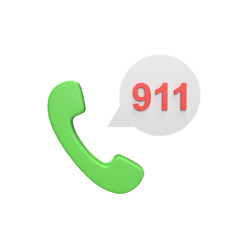 Call 911 3d icon model cartoon style concept. render illustration png