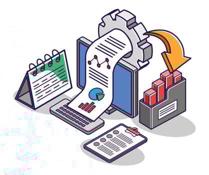 Flat isometric concept illustration. investment business data analysis progress vector