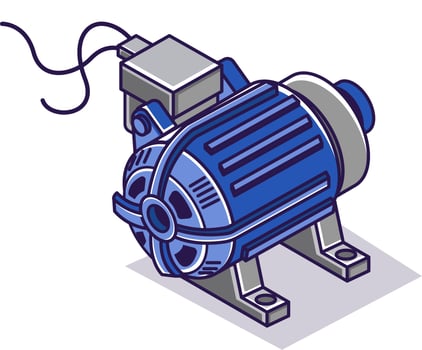 Flat isometric concept illustration. electronic electric water pump dynamo vector