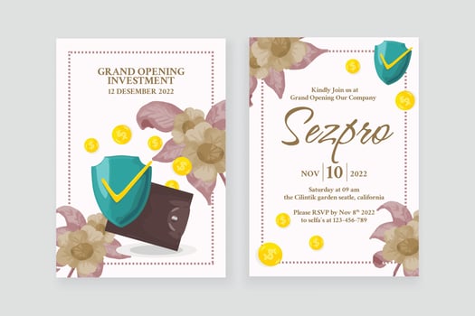 Opening ceremony watercolor ornament invitation with double side vector