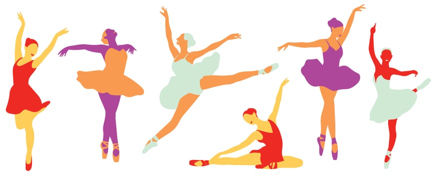 A group of young ballerina with a perfect body is dancing vector