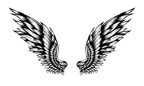 Vector tattoo of angel wings vintage design