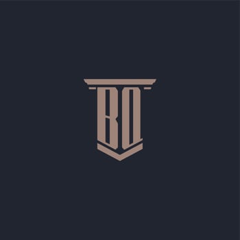 BQ initial monogram logo with pillar style design vector