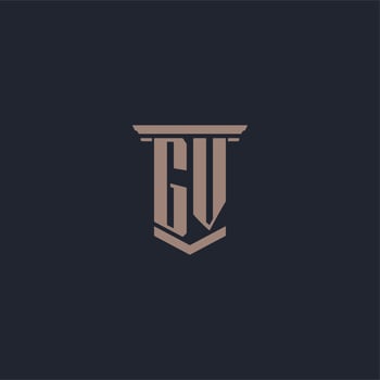 GV initial monogram logo with pillar style design vector