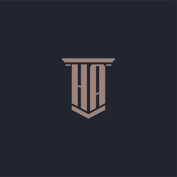HA initial monogram logo with pillar style design vector