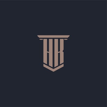 HK initial monogram logo with pillar style design vector