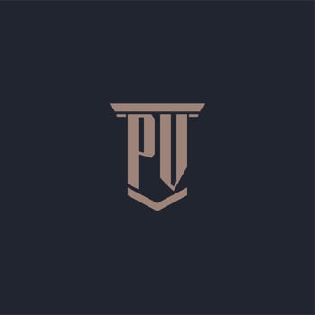 PV initial monogram logo with pillar style design vector