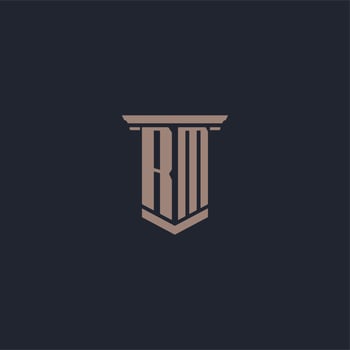 RM initial monogram logo with pillar style design vector
