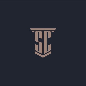 SC initial monogram logo with pillar style design vector